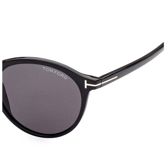 TOM FORD Aurele Black Smoke Round Unisex Polarized Sunglasses 52mm TF904-F - Picture 4 of 6